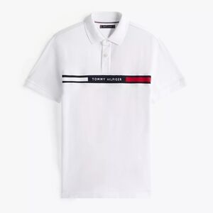 Tommy Hilfiger White Polo with Red and Blue Accents